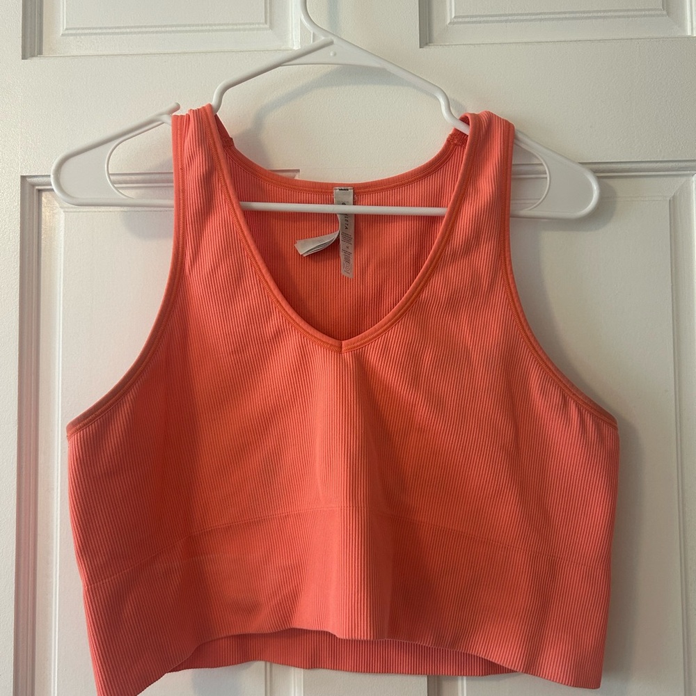 Athleta Vibrant Orange Ribbed Crop Top